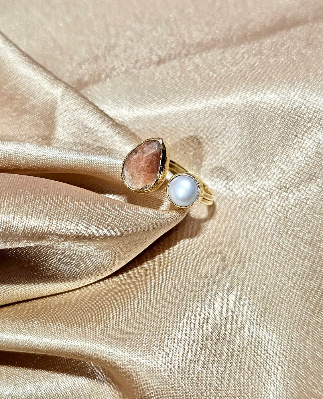 Aydin 2 Stone Tear drop with pearl Ring