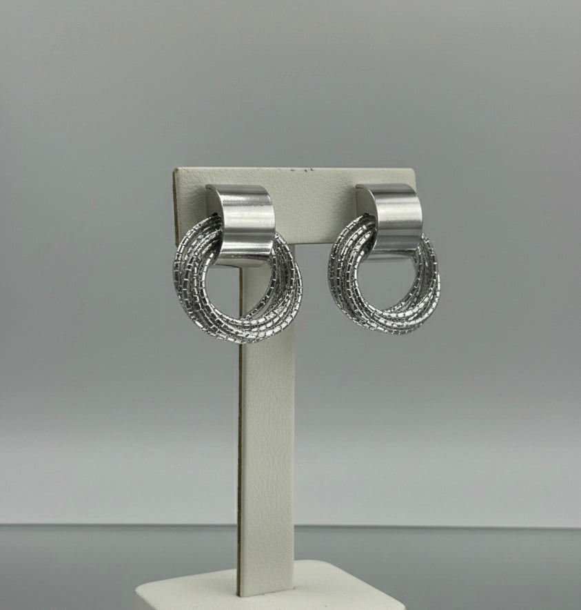 Silver Textured Hoop Earrings