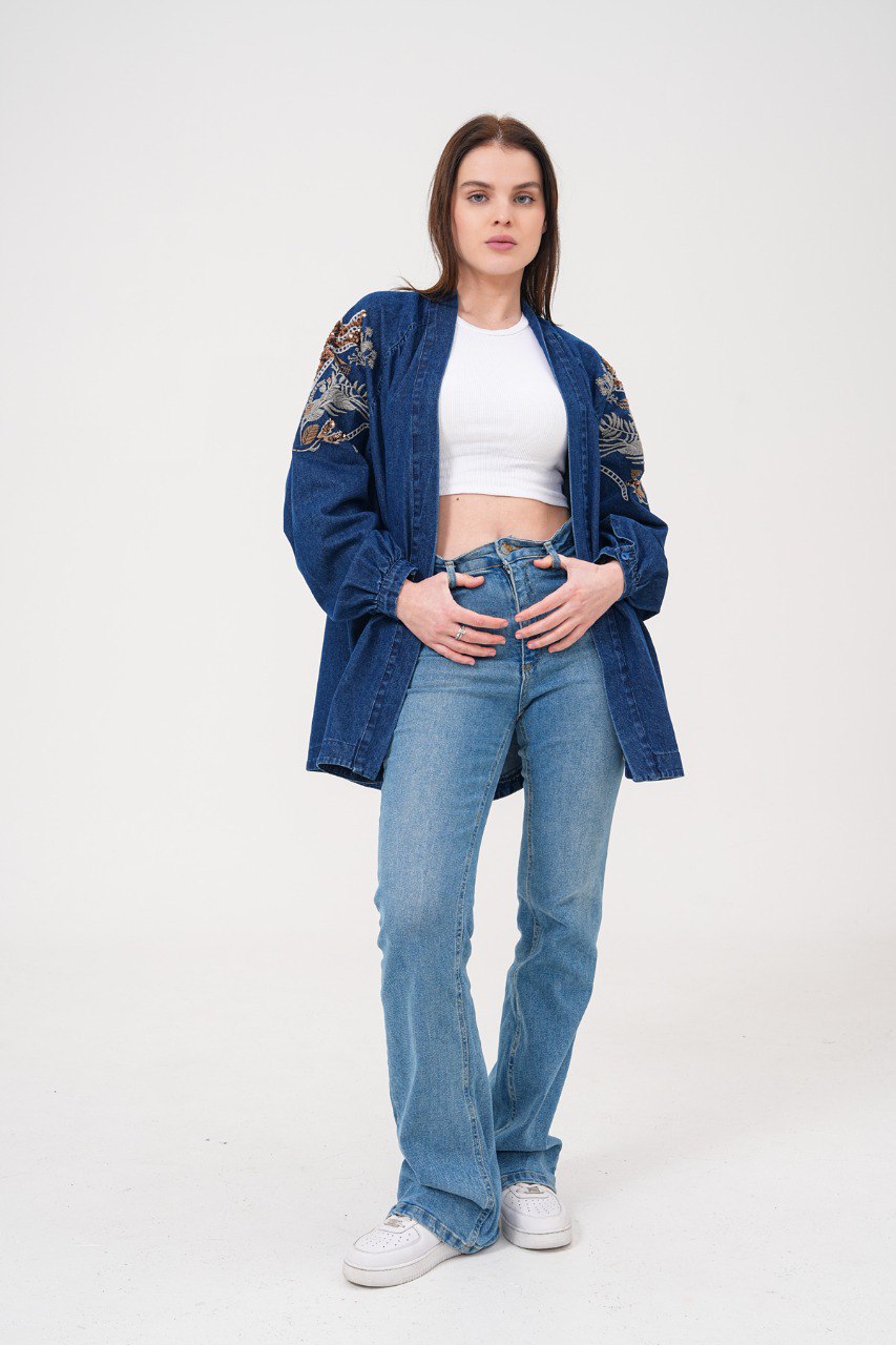 Embellished Denim Kimono