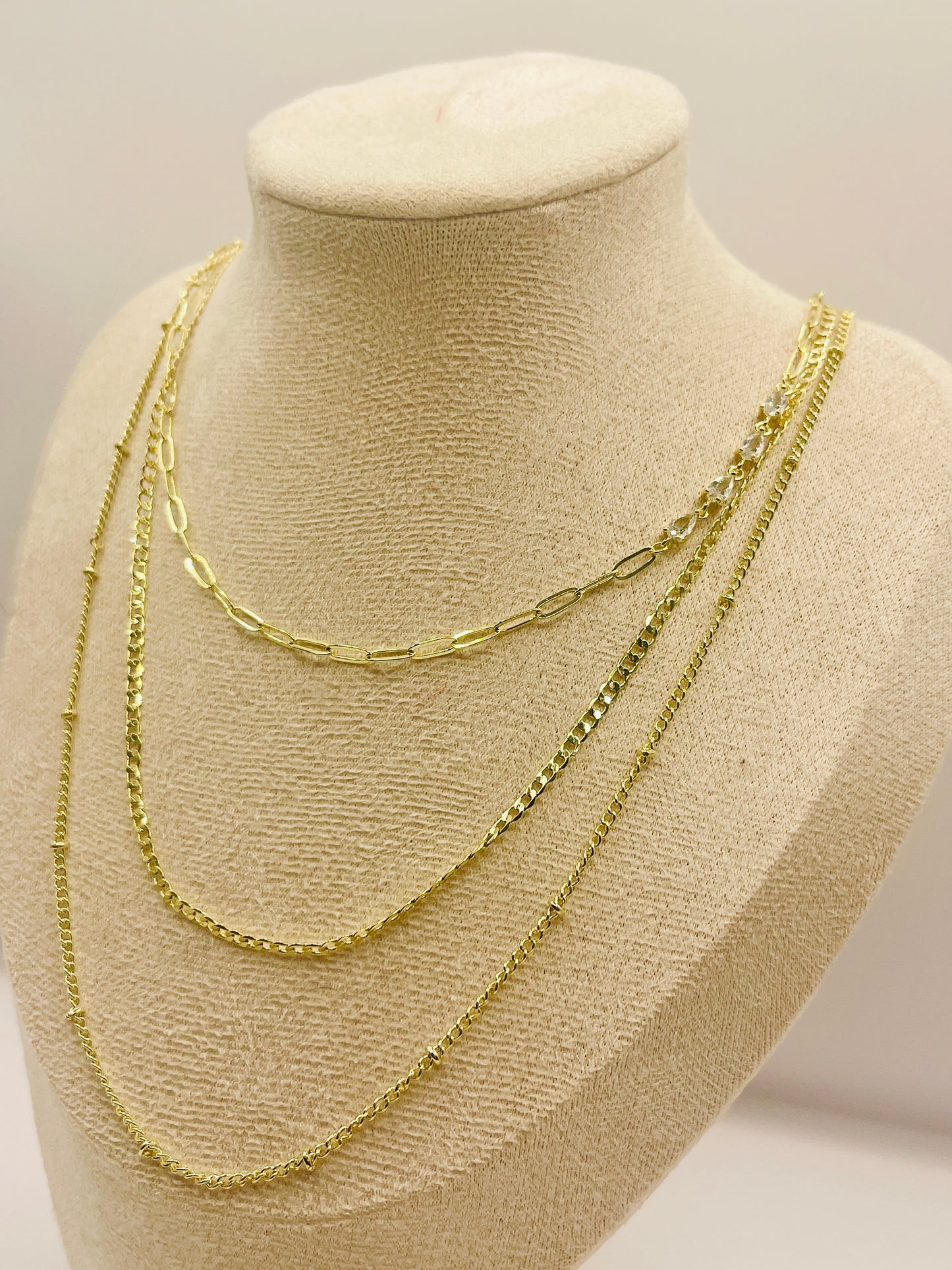 Gold Plated Layered Statement Necklace
