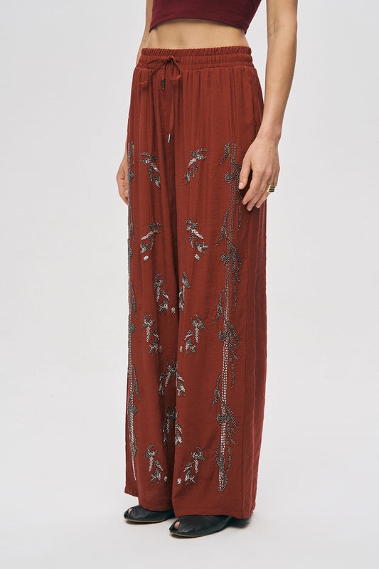 Artisan Beaded Oversized Shirt & Wide-Leg Pant Set