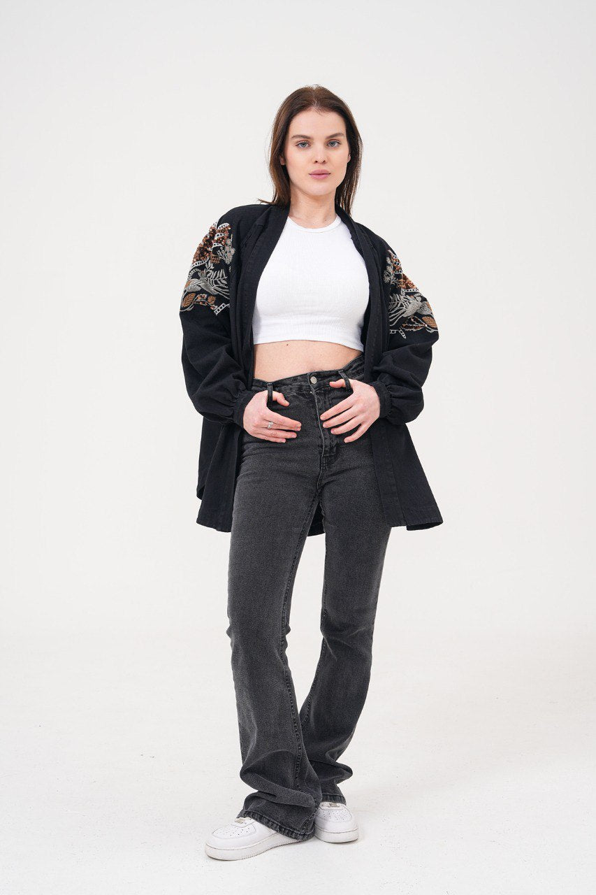 Embellished Denim Kimono