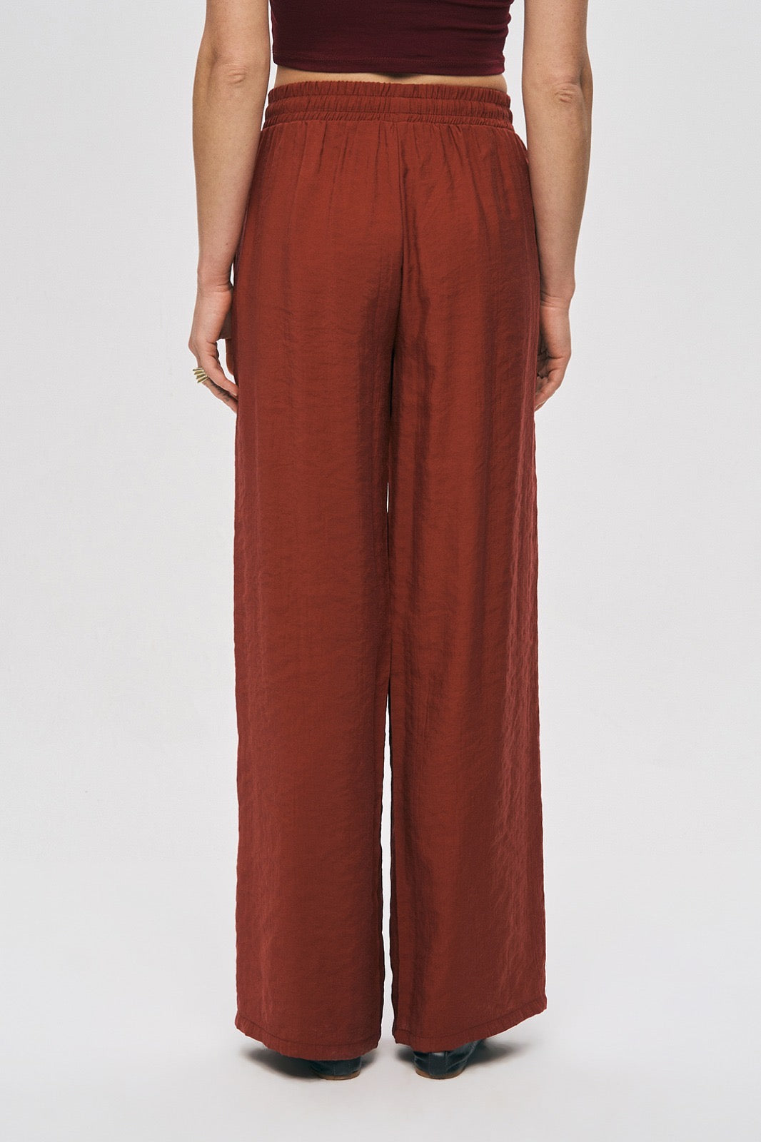 Rust Embellished Button-Down Tunic and Wide-Leg Trouser Set