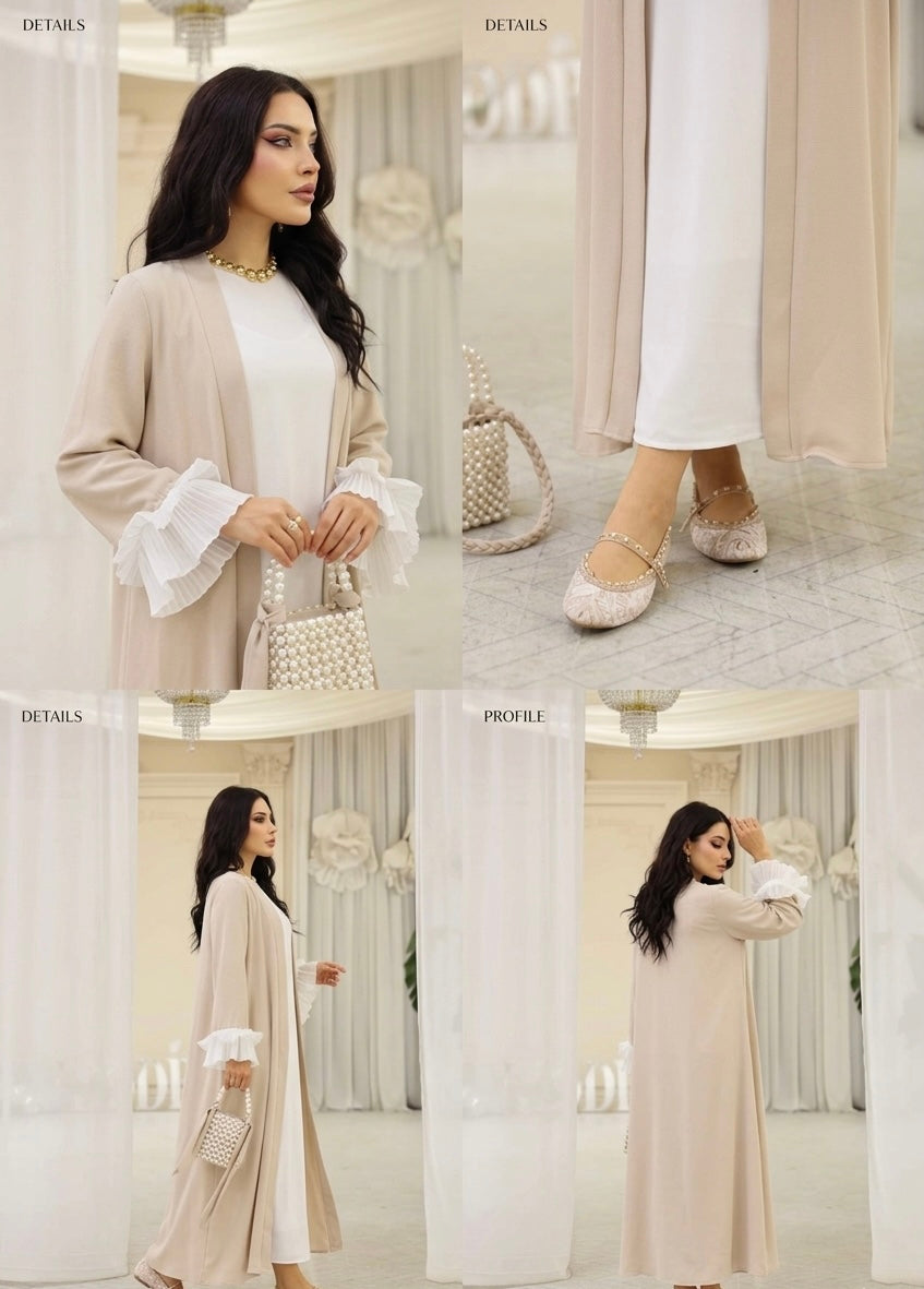 Elegant Ruffle-Cuff 3-Piece Abaya Set