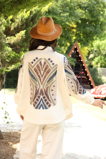 Embroidered Artisan Kimono Jacket – Embellished Handcrafted Detail