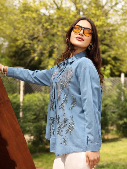 Embroidered Sequin Shirt
