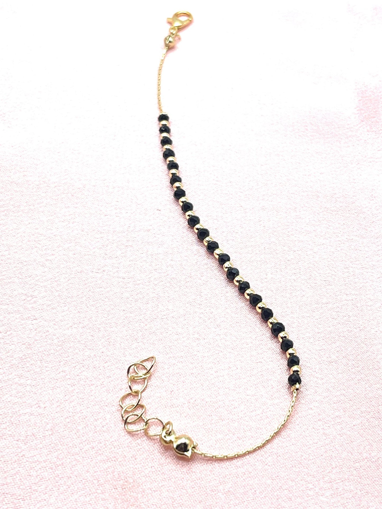 Dainty Beaded Bracelet with Gold-Plated Chain – Matching Anklet Available