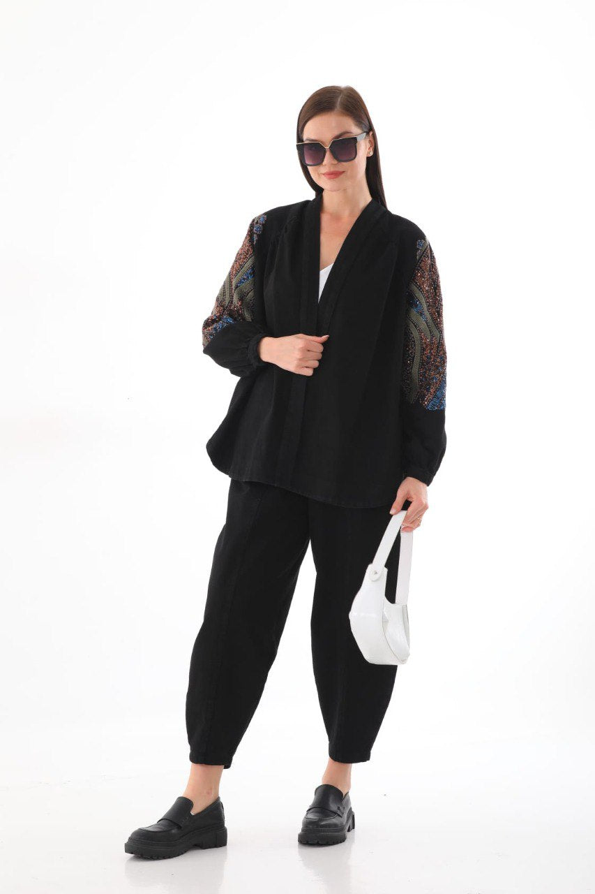 Black/Denim Kimono