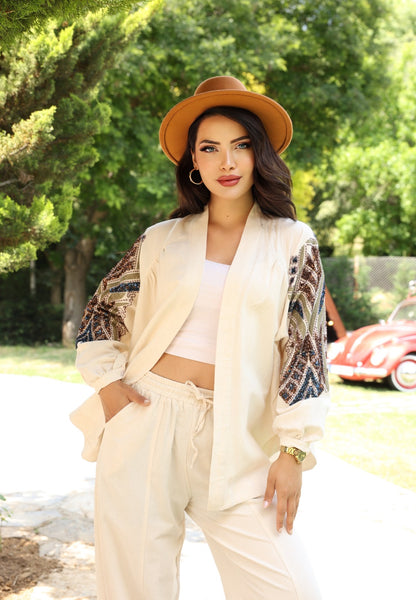 Embroidered Artisan Kimono Jacket – Embellished Handcrafted Detail