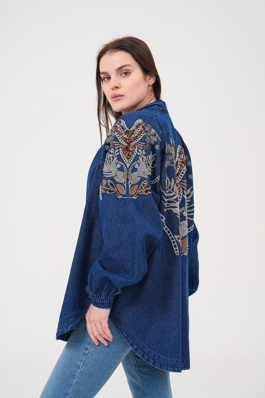 Embellished Denim Kimono