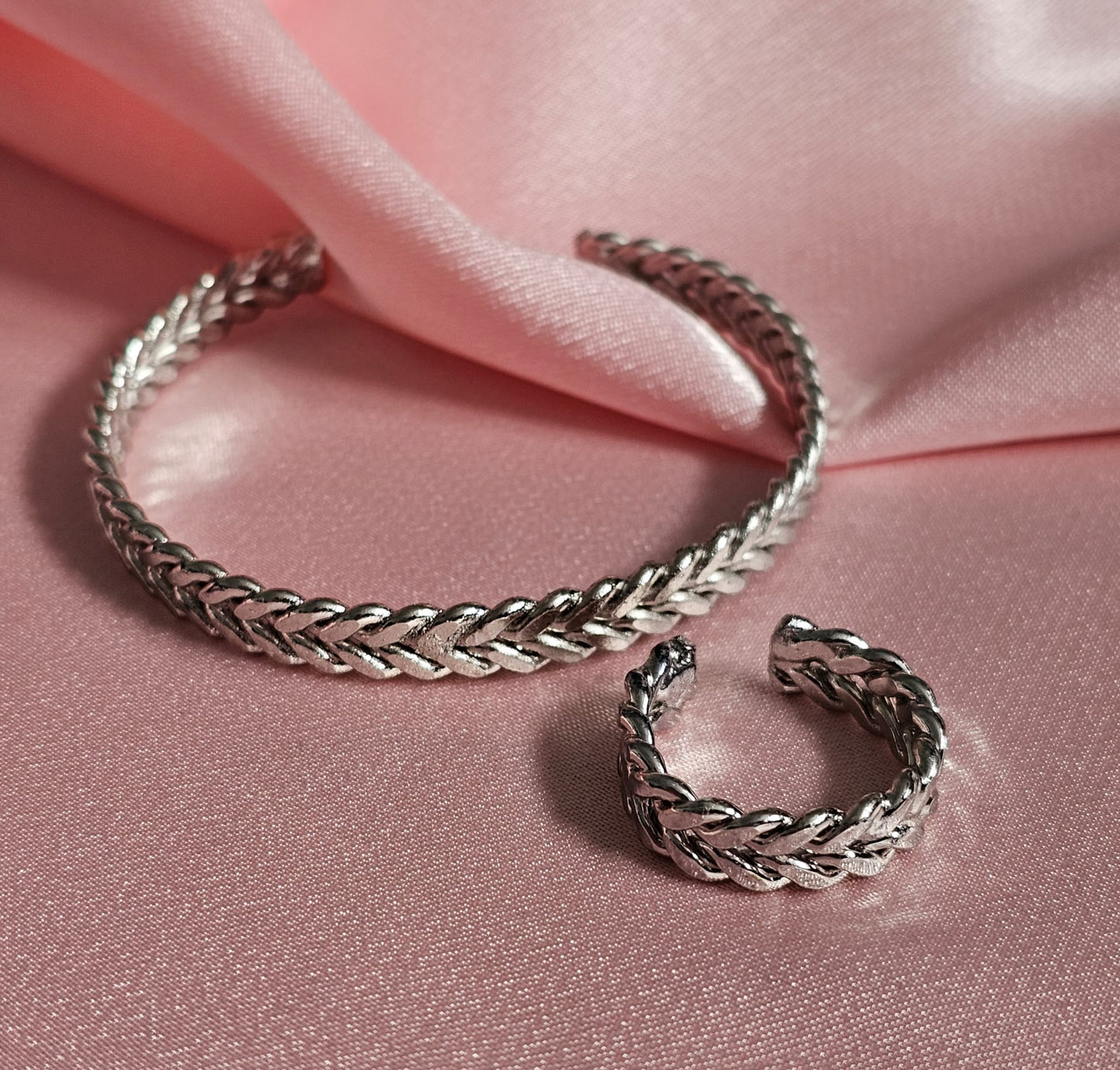 Zen Silver Bangle & Ring Set