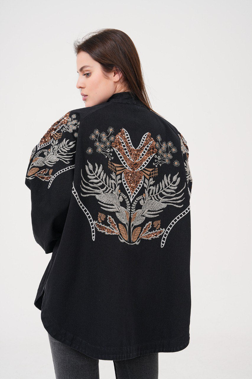 Embellished Denim Kimono