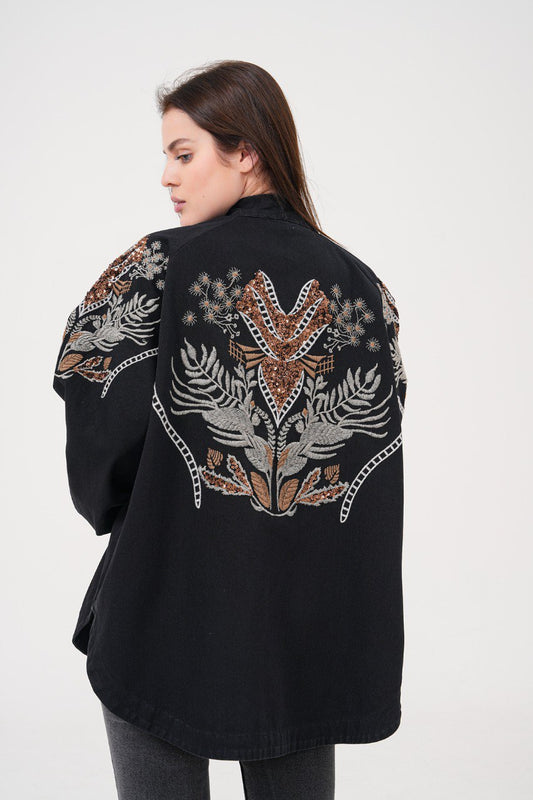 Embellished Denim Kimono