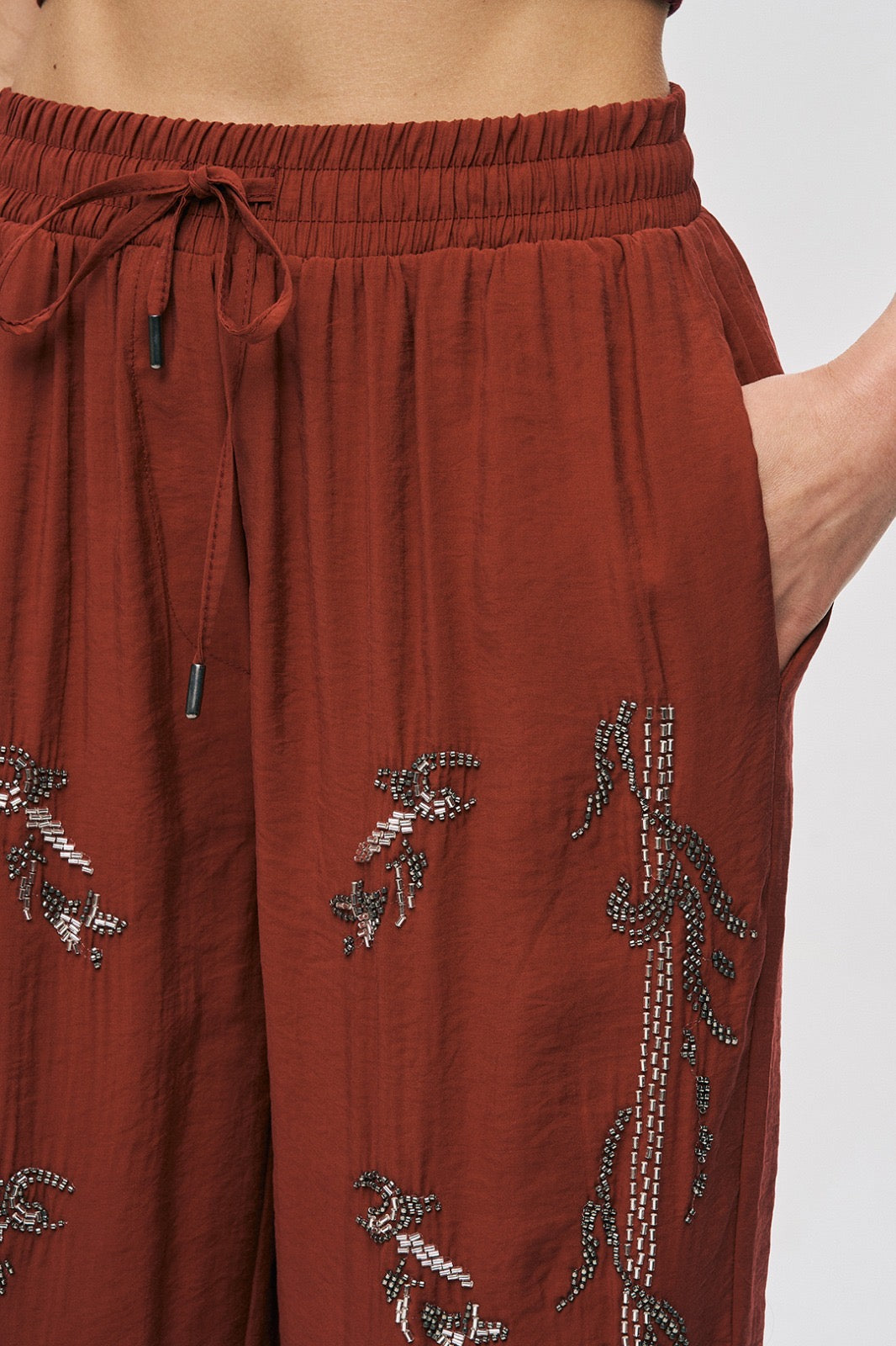 Artisan Beaded Oversized Shirt & Wide-Leg Pant Set