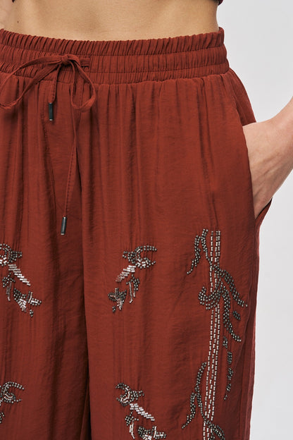 Artisan Beaded Oversized Shirt & Wide-Leg Pant Set