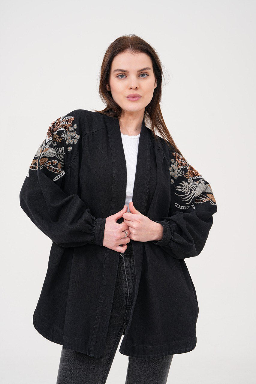 Embellished Denim Kimono