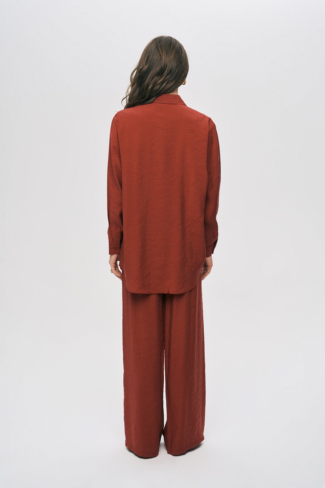 Artisan Beaded Oversized Shirt & Wide-Leg Pant Set
