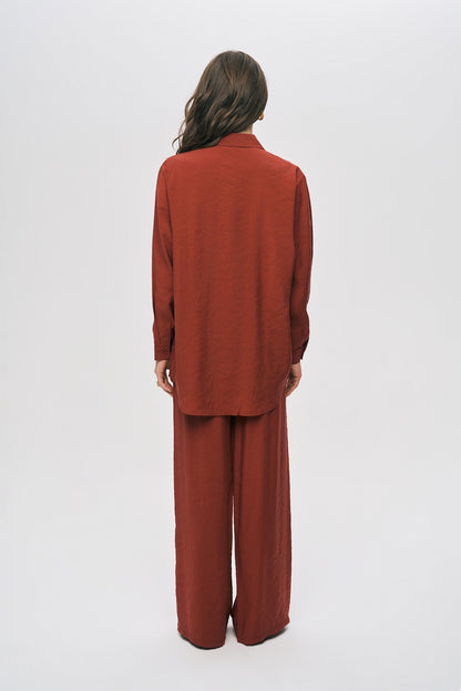 Artisan Beaded Oversized Shirt & Wide-Leg Pant Set
