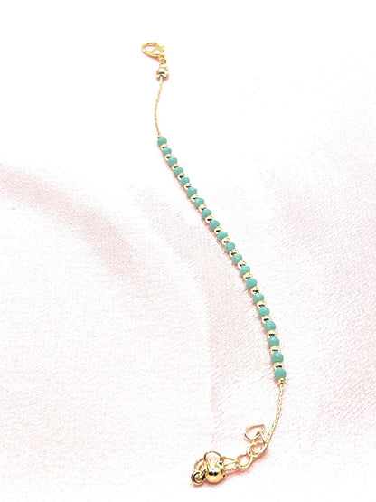 Dainty Beaded Bracelet with Gold-Plated Chain – Matching Anklet Available
