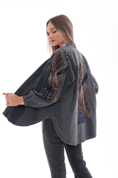 Embroidered Artisan Kimono Jacket – Embellished Handcrafted Detail