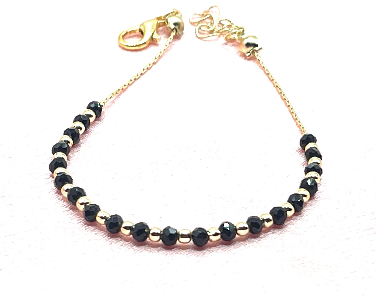 Dainty Beaded Bracelet with Gold-Plated Chain – Matching Anklet Available