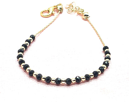Dainty Beaded Bracelet with Gold-Plated Chain – Matching Anklet Available