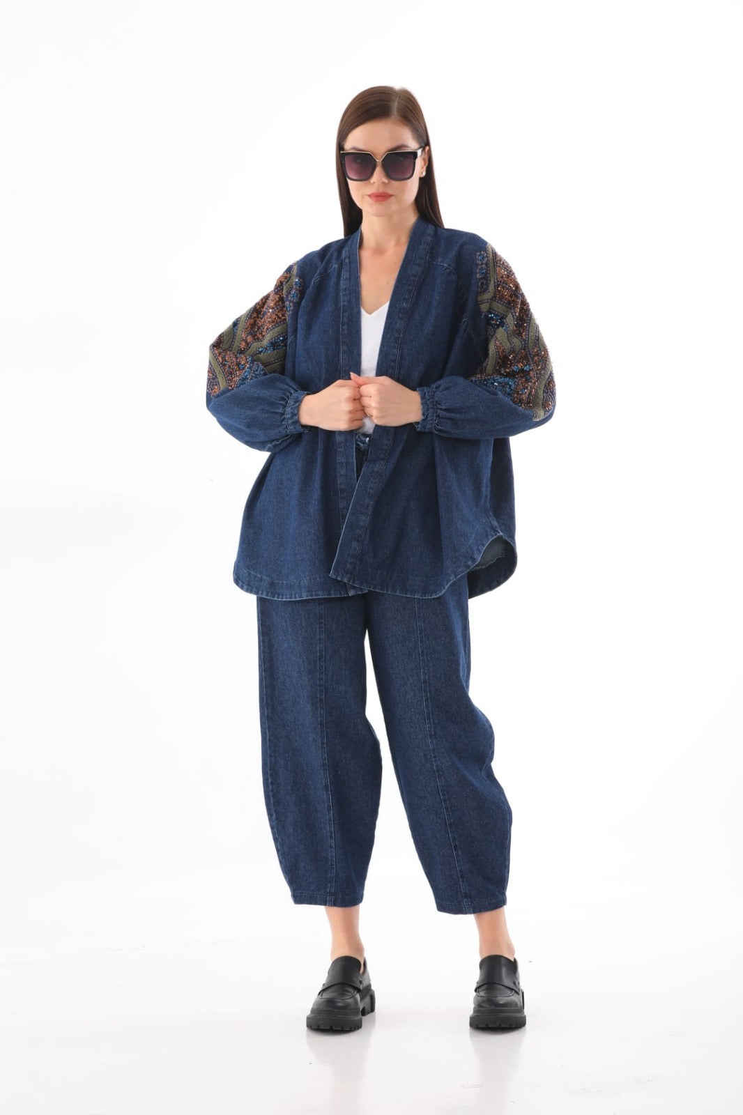 Embroidered Artisan Kimono Jacket – Embellished Handcrafted Detail