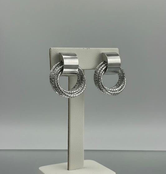 Silver Textured Hoop Earrings