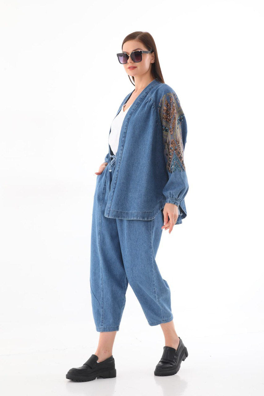Black/Denim Kimono