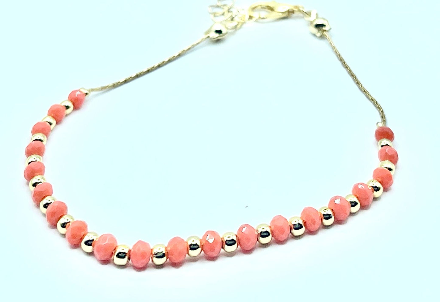 Dainty Beaded Anklet with Gold-Plated Chain – Matching Bracelet Available
