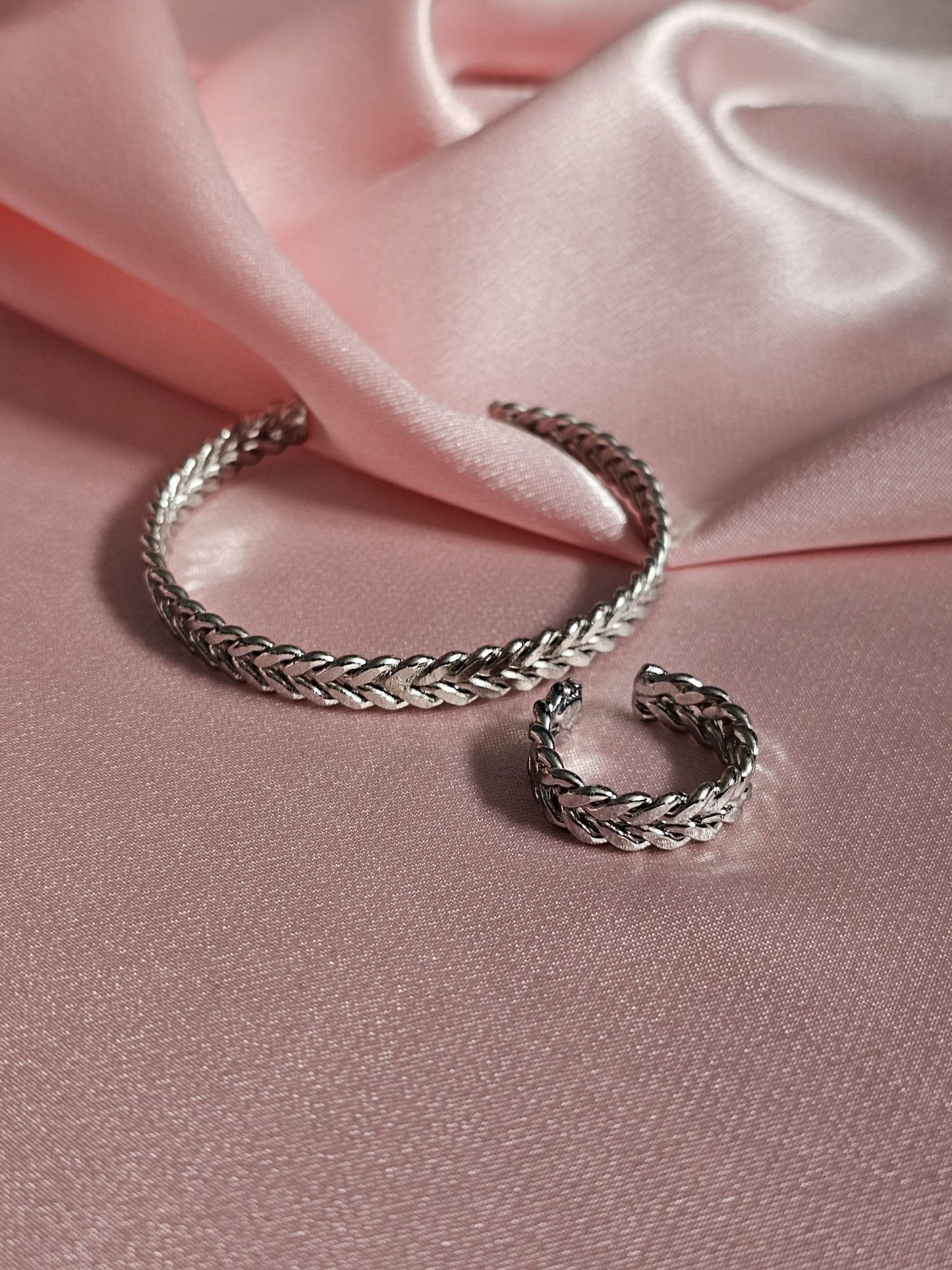 Zen Silver Bangle & Ring Set