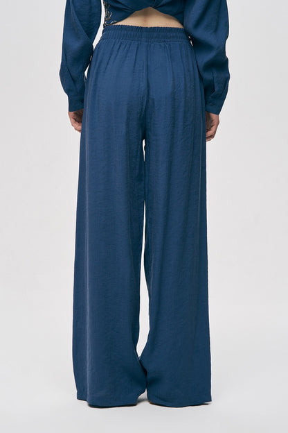 Artisan Beaded Oversized Shirt & Wide-Leg Pant Set