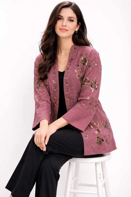Glimmer & Grace Embroidered Kimono