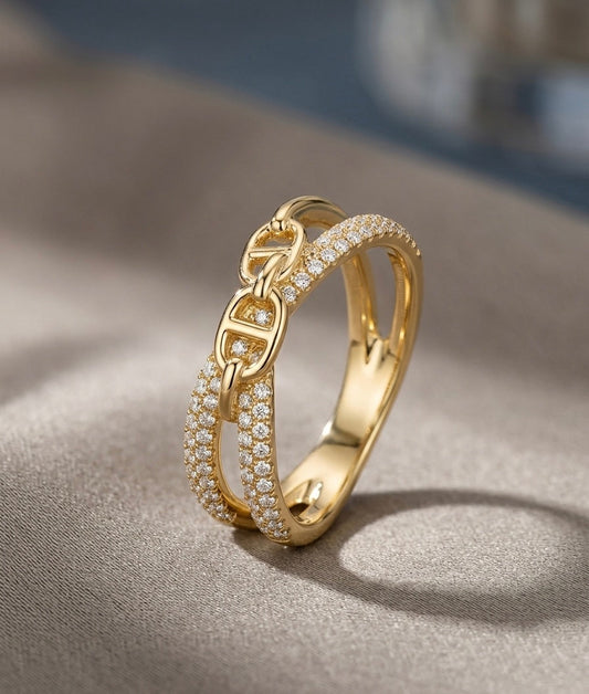 Interlink Diamonte Ring