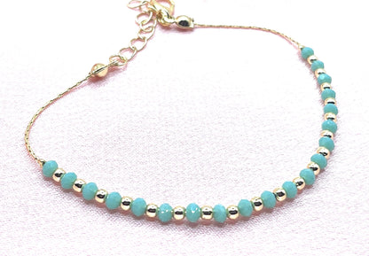 Dainty Beaded Bracelet with Gold-Plated Chain – Matching Anklet Available
