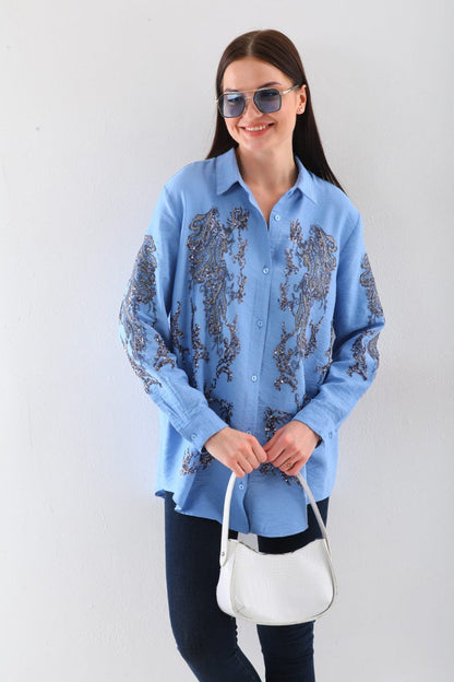 Embroidered Sequin Shirt