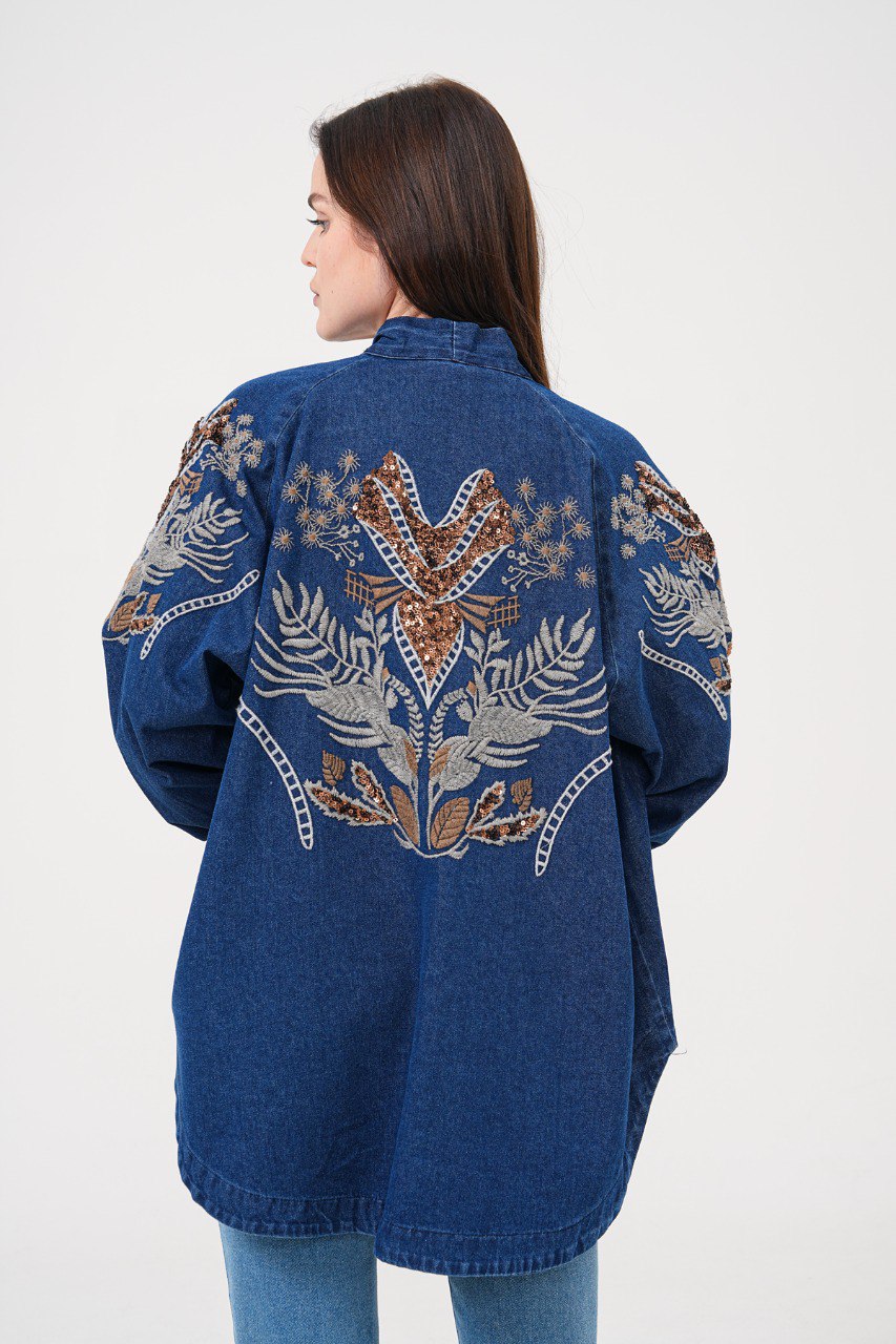 Embellished Denim Kimono