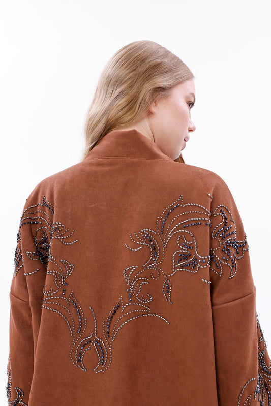 Rust Brown Embellished Co-Ord Set – Jacket and Trousers