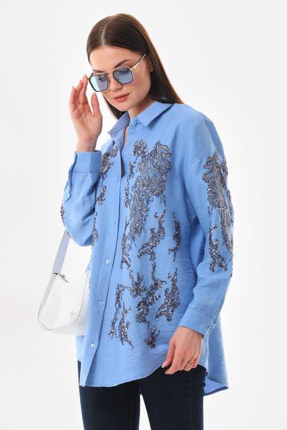 Embroidered Sequin Shirt