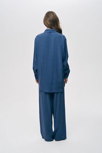 Artisan Beaded Oversized Shirt & Wide-Leg Pant Set