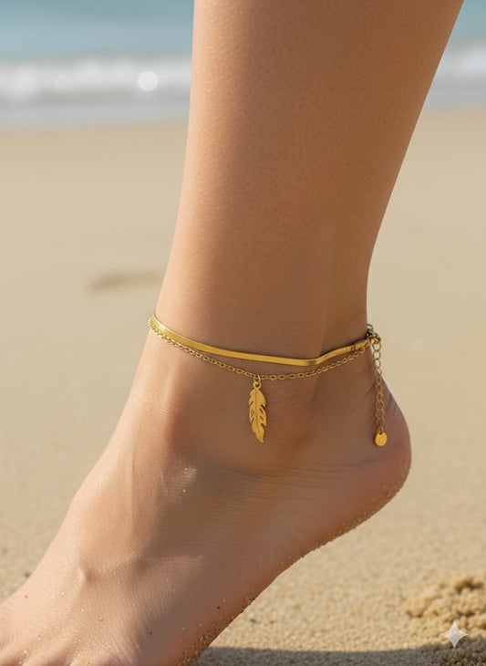 Amalfi Layered Feather Anklet
