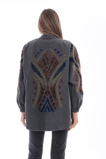 Embroidered Artisan Kimono Jacket – Embellished Handcrafted Detail