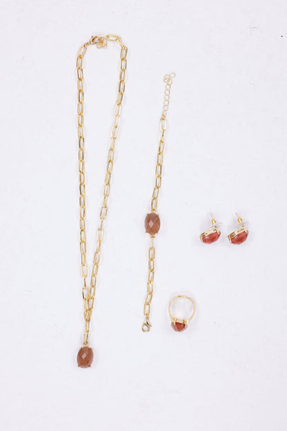 Zultanite Stone Gold Plated Jewellery Set – Necklace, Ring, Bracelet & Earrings