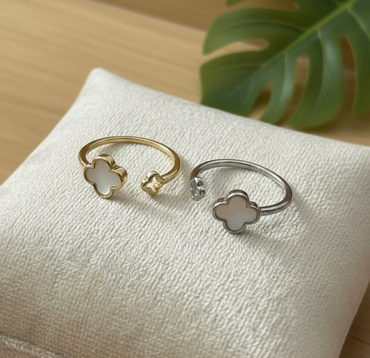 Mother of Pearl Clover finger tip Rings