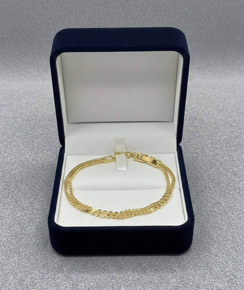 Elegant Double-Strand Bracelet in Gold Plated And Silver Tone Finish