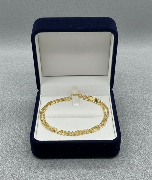 Elegant Double-Strand Bracelet in Gold Plated And Silver Tone Finish