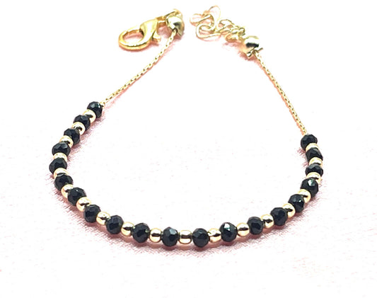 Dainty Beaded Anklet with Gold-Plated Chain – Matching Bracelet Available