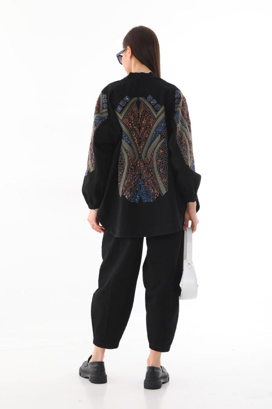 Black/Denim Kimono