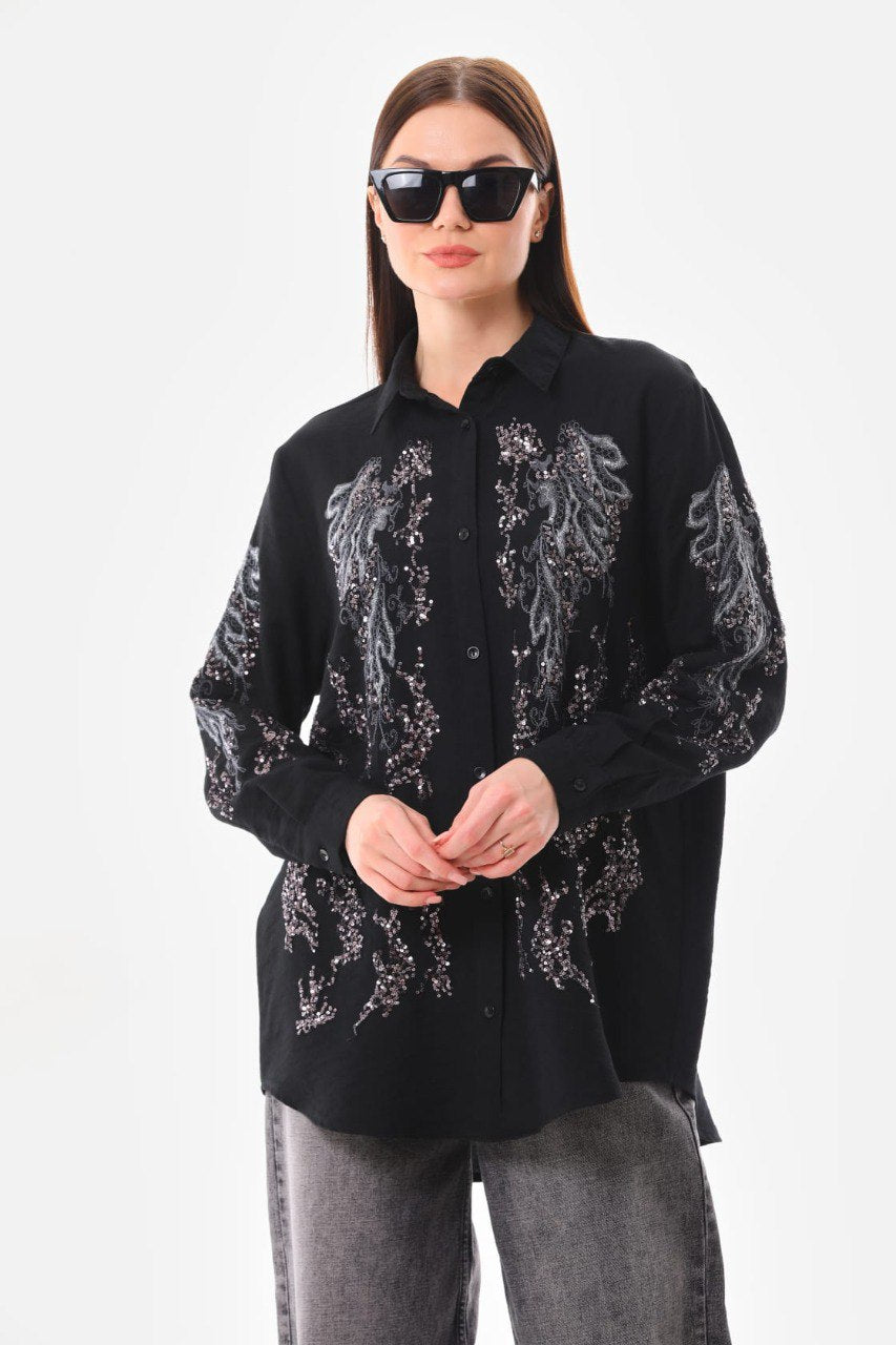 Embroidered Sequin Shirt