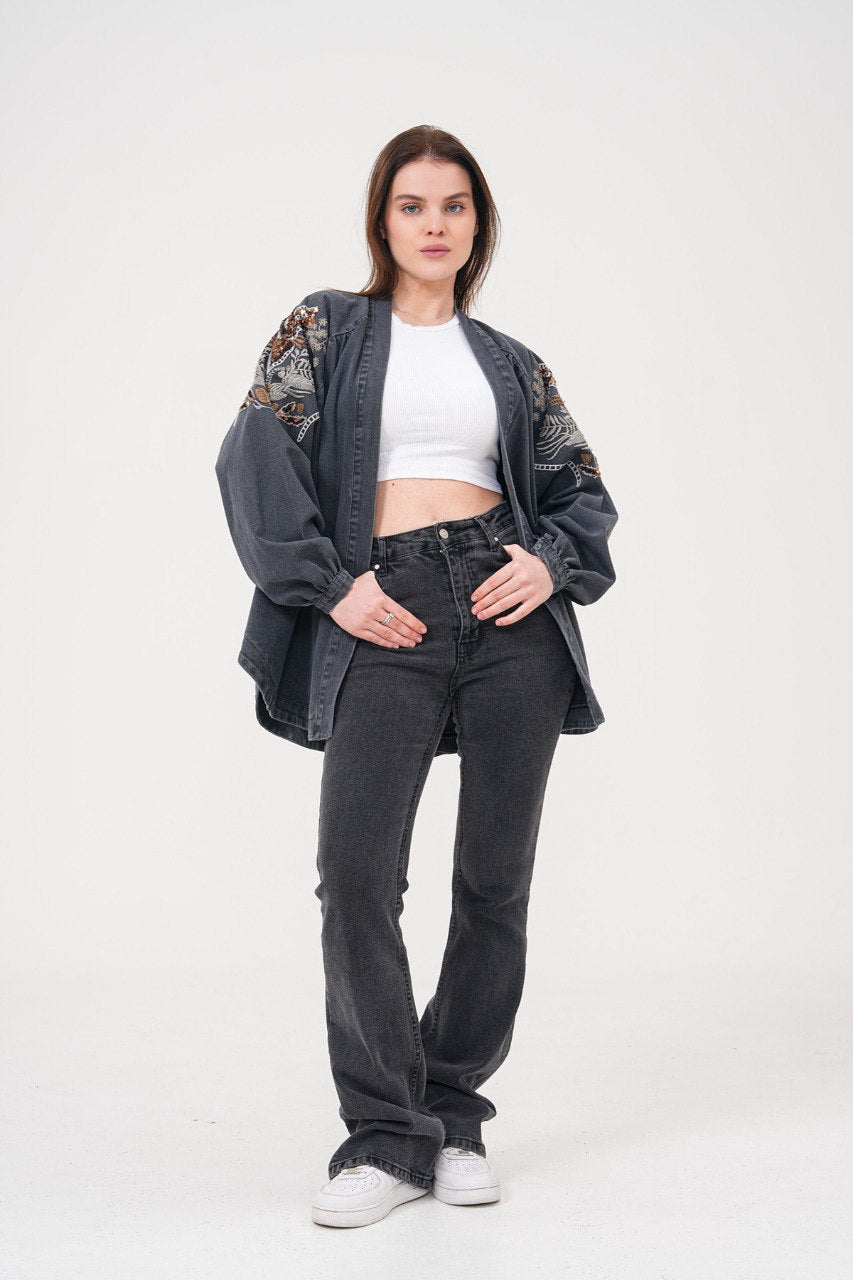 Embellished Denim Kimono